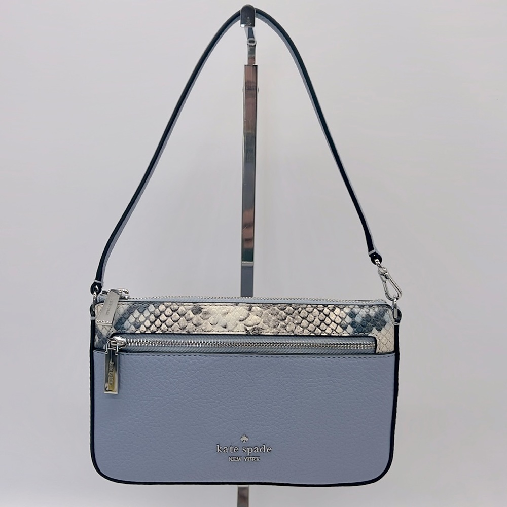 Kate Spade Leila Snake Embossed Convertible Wristlet Muted Blue Multi